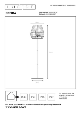 Lampa zewnętrzna Lucide NERIDA 03845/81/30 czarny