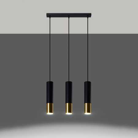 Sollux Lighting Lampa wisząca LOOPEZ 3L czarny/złoty SL.0954