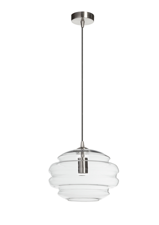 Lampa wisząca MEL transparentny klosz, chrom matowy Ø30cm 1xE27