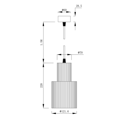 Lampa wisząca Tokio tuba duża 1xE27 czarna LP-787/1P L BK