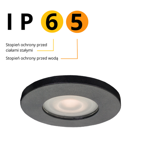 Oczko podtynkowe Lagos okrągłe 1xGU10 czarna IP65 LP-440/1RS BK