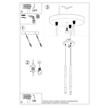 Sollux Lighting Lampa wisząca MOZAICA 3P czarny/chrom SL.0887