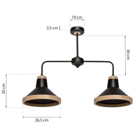 Milagro Lampa sufitowa SALMA BLACK / WOOD 2xE27 MLP6296 Czerń / Naturalne drewno