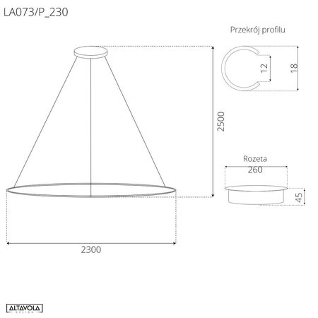Lampa wisząca Ledowe Okręgi No.1 230cm 3k czarna