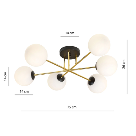 Lampa sufitowa MAGNUM 6 Emibig 1233/6 biały/czarny