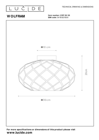 Lampa sufitowa Lucide WOLFRAM 21117/30/30 czarny