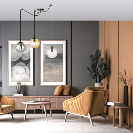 Lampa wisząca GIGI 3 BL MIX Emibig 939/3 czarny/złoty
