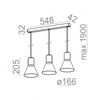 Lampa wisząca AQForm Modern Glass Flared E27 x 3 Biały Struktura