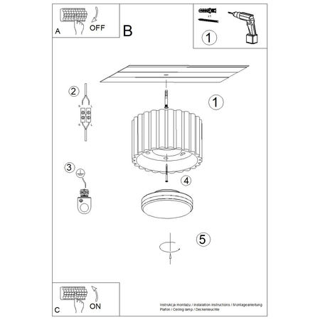 Sollux Lighting Plafon AURA 1 burgund Gx53 SL.1822