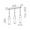 Lampa wisząca AQForm Modern Glass Barrel GU10 X 3 Biały Struktura