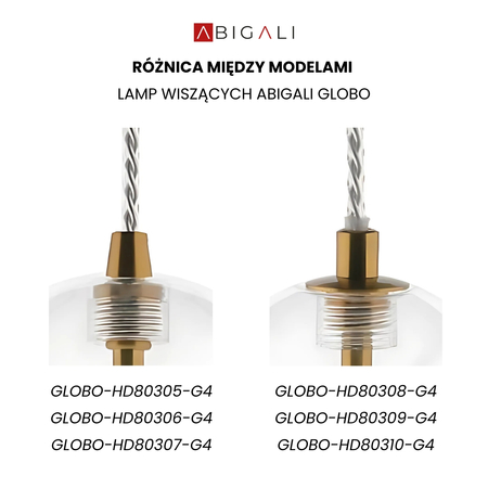 Lampa wisząca Abigali GLOBO G4 ⌀120mm szklana, złote elementy