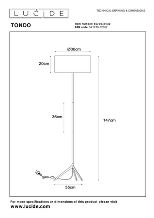 Lampa podłogowa Lucide TONDO 45790/81/30 czarny