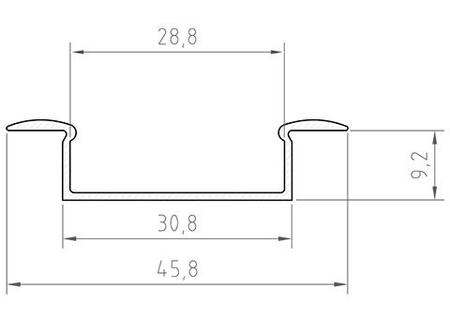 Profil LED Greenie P14-1S2 2m - wpuszczany szeroki srebrny anodowany