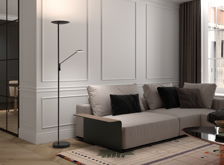 Lampa podłogowa DAPHNE czarny LED 33W+8W CCT 2700-4000K