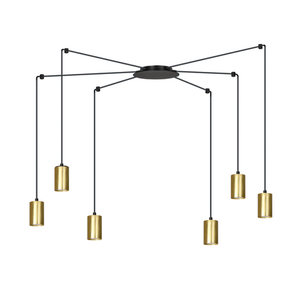 Lampa wisząca TRAKER 6 BL/GOLD Emibig 526/6 czarny/złoty