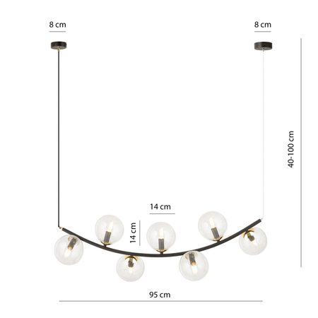 Lampa wisząca RITZ 7 Emibig 1296/7 czarny/złoty