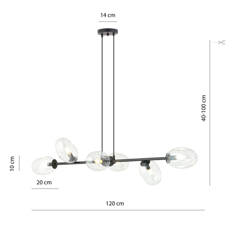 Lampa wisząca PANDORA 6 Emibig 1262/6 czarny