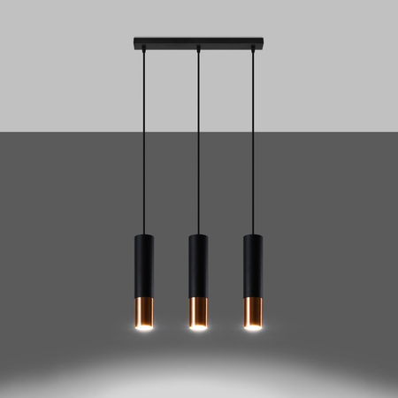 Sollux Lighting Lampa wisząca LOOPEZ 3L czarny/miedź SL.0948