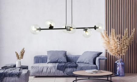 Lampa wisząca ROSSI 6 BL TRANSPARENT Emibig 874/6 czarny