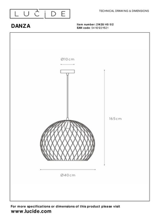 Lampa wisząca Lucide DANZA 21428/40/02 czarny/złoty