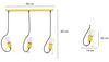 Lampa wisząca BOBI 3 YELLOW Emibig 536/3 żółty