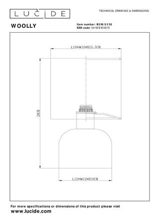 Lampa stołowa Lucide WOOLLY 10516/01/38 czarny/beżowy