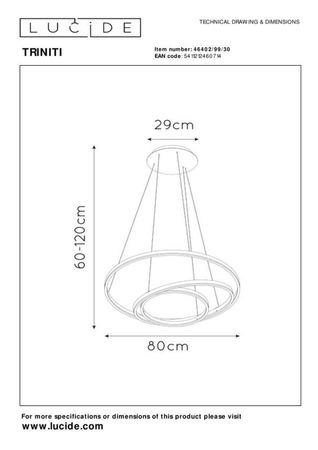 Lampa wisząca Lucide TRINITI 46402/99/30 czarny