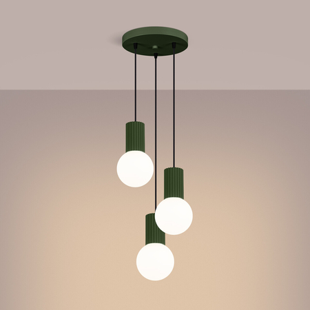 Sollux Lighting Lampa wisząca HALO 3P zielona oliwka SL.1725