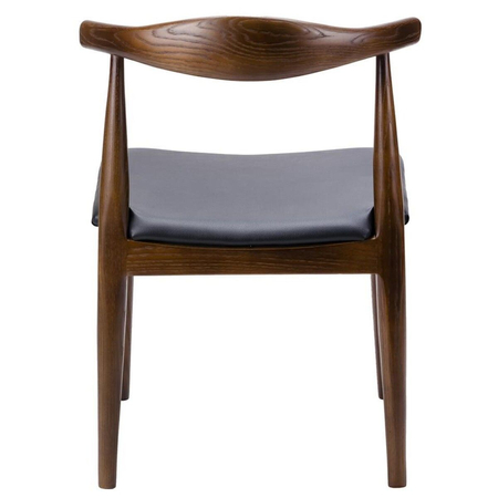 Krzesło ELBOW ciemnobrązowe - drewno jesion, ekoskóra czarna