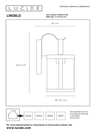 Lampa zewnętrzna Lucide LINDELO 29825/01/30 czarny