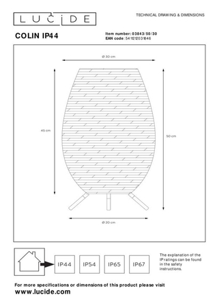 Lampa zewnętrzna Lucide COLIN 03843/50/30 czarny