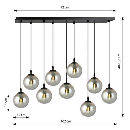 Lampa wisząca COSMO 9 BL GRAFIT Emibig 712/9 czarny