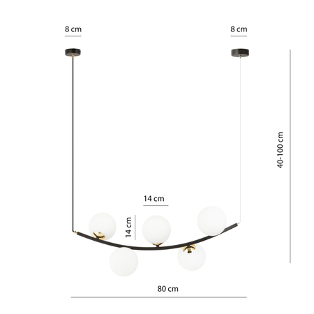 Lampa wisząca RITZ 5 Emibig 1298/5 biały/czarny