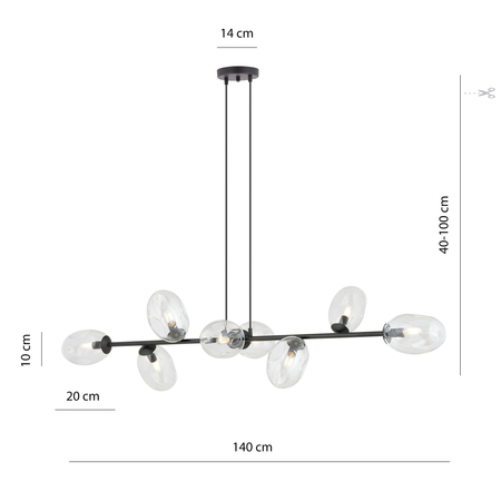 Lampa wisząca PANDORA 8 Emibig 1262/8 czarny
