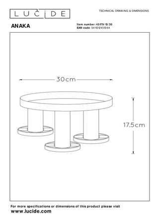 Lampa sufitowa Lucide ANAKA 45179/13/30 czarny/złoty