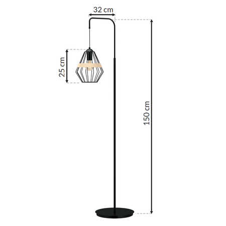 Milagro Lampa stojąca CLIFF BLACK 1xE27 MLP5528 CZARNY