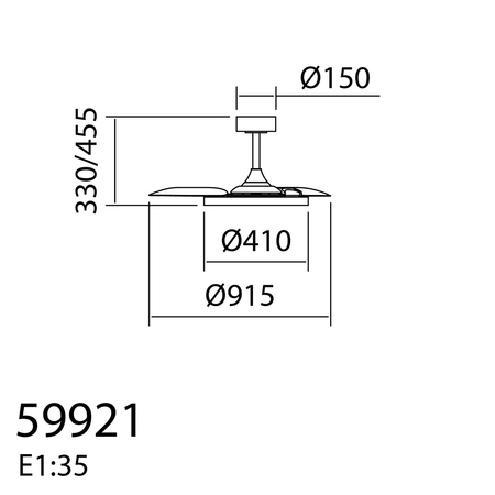 Wentylator CORFU XS biały Ø91 DC 30W 3A LED 36W CCT zmienna barwa, pilot
