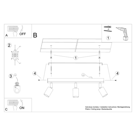 Sollux Lighting Plafon VERDO 3L czarny SL.1293
