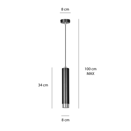 Lampa wisząca KIBO 1 BL/CHROME Emibig 643/1 czarny/chrom