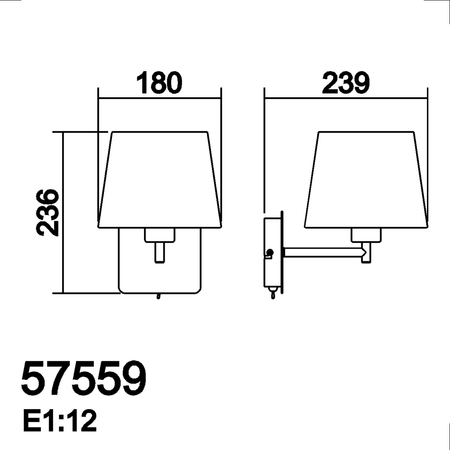 Lampa ścienna MAILAND SINGLE czarny mat 1xE27 abażur biały, z włącznikiem