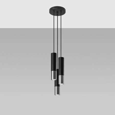 Sollux Lighting Lampa wisząca LOOPEZ 3P czarny/chrom SL.0943
