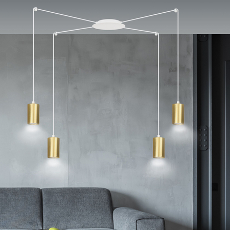 Lampa wisząca TRAKER 4 WH/GOLD Emibig 527/4 biały/złoty