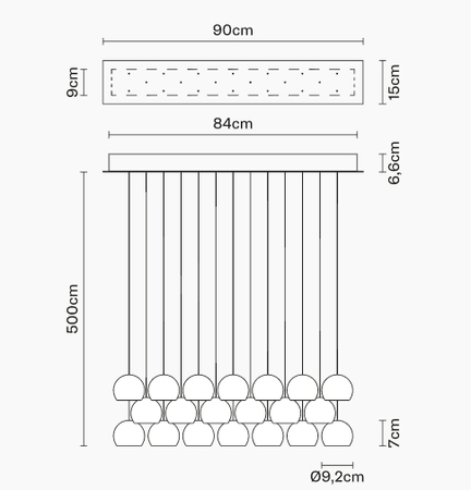Lampa wisząca Fabbian F32A2900 Multispot Beluga-Rosone 900x150 20L.