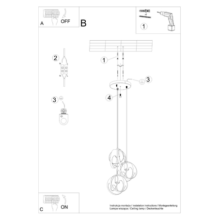 Sollux Lighting Lampa wisząca TULOS 3P czarna SL.1088