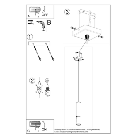 Sollux Lighting Lampa wisząca LOOPEZ 1 czarny/złoty SL.0952