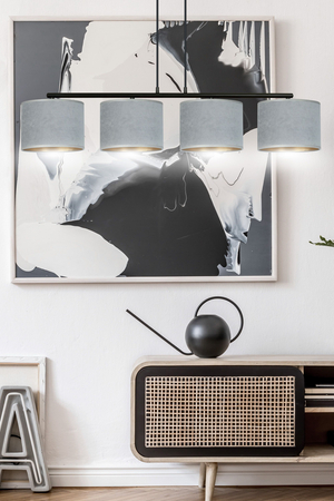 Lampa wisząca HILDE 4 BL GRAY Emibig 1050/4 czarny/chrom