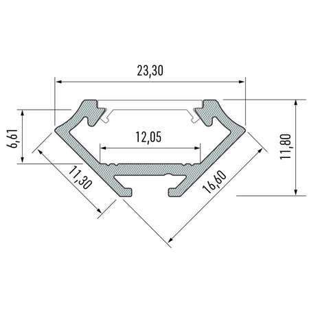 Eko-Light PROFIL ALUMINIOWY SREBRNY TYP Y 1m + KLOSZ MLECZNY EKPR6542