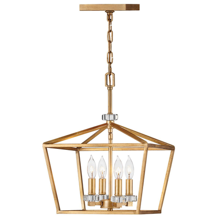 Średnia lampa wisząca / Półplafon Stinson - 4 źródła światła - Postarzany mosiądz Quintiesse QN-STINSON-4P-M-DBR