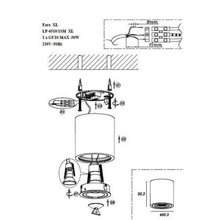 Oczko Faro natynkowa 1xGU10 czarna LP-6510/1SM BK