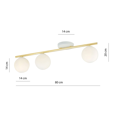 Lampa sufitowa MONZA 3 Emibig 1253/3 biały/złoty